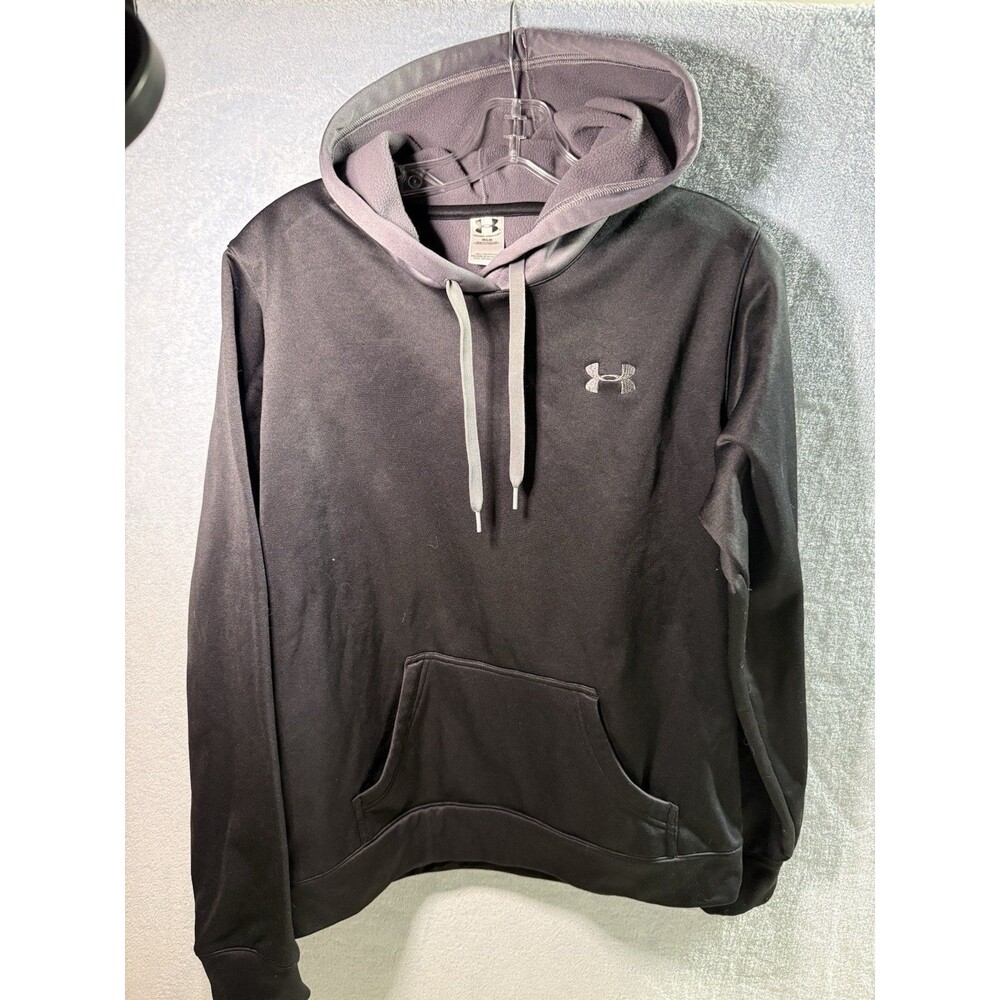 Under Armour Womens M Fleece Lined Hoodie Sweatshirt Gray Black Active Workout